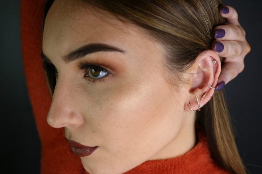 14K Marquis Diamond Bar Stud Earrings